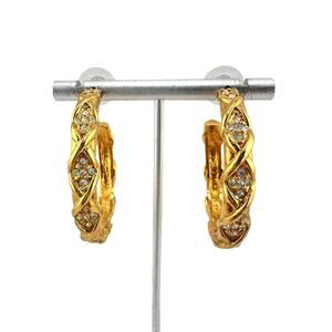 Vintage Elizabeth Taylor for Avon Sparkle Kiss 1990s C Hoop 1.5" Earrings